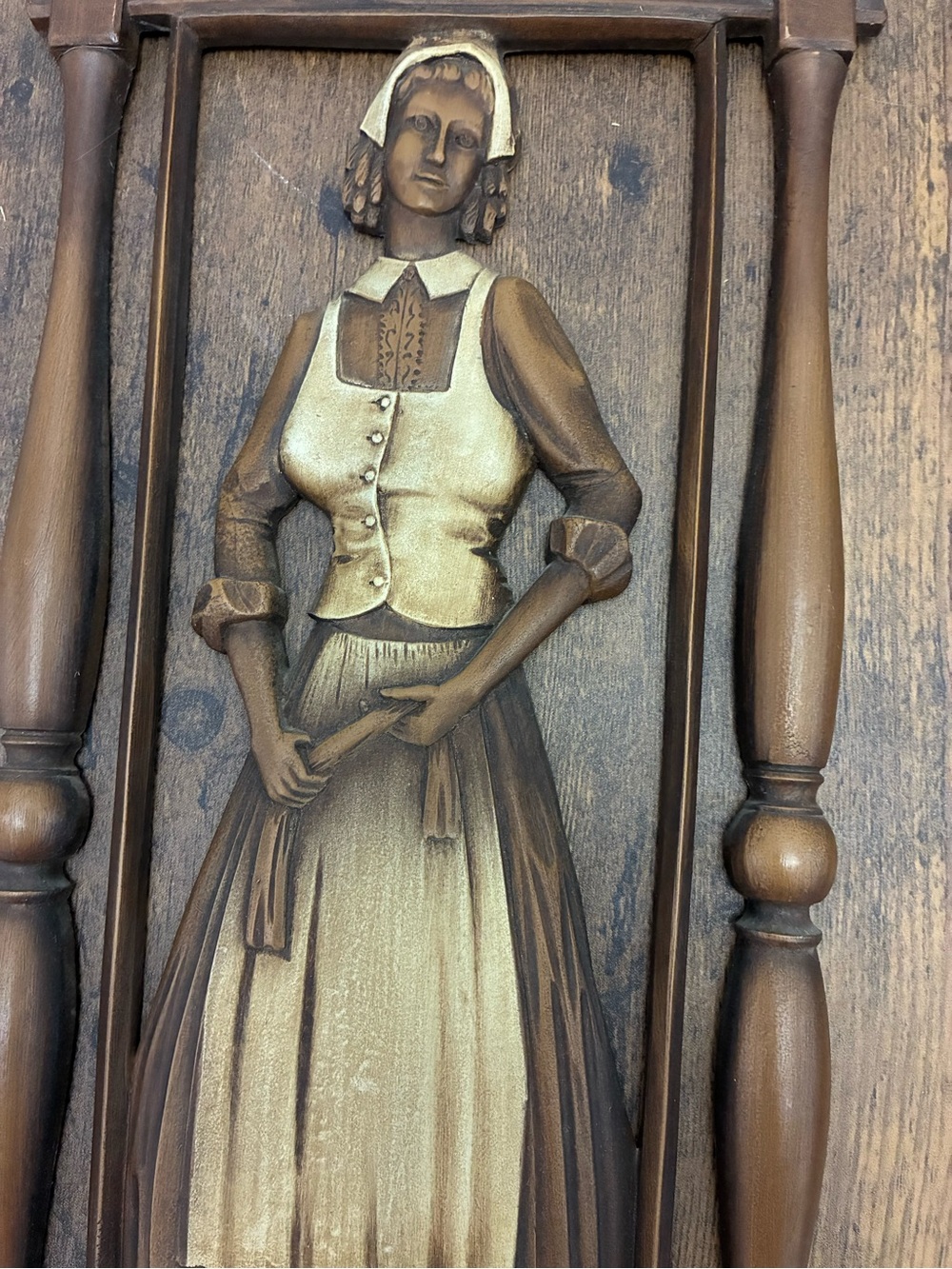 Vintage Syroco Wall Plaques Pilgrims John & Priscilla - Picture 6 of 14